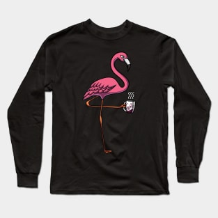 Flamingo Bird Coffee Lover Long Sleeve T-Shirt